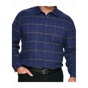 NWT Men's Apt. 9 Seriously Soft Flannel Shirt Size 1XB Big & Tall Dark Blue